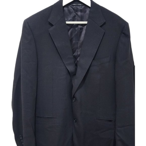 Canali Other - Canali Brown Label Travel Water Resistant 13290 Black Two Button Wool Blazer 44